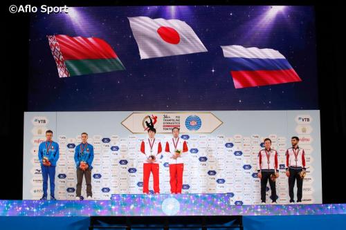 2019 トランポリン 世界選手権 男子 シンクロ 表彰式 日本が優勝